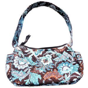 Vera Bradley Shouder Bag Small Summer Purse Teal Brown Floral handbag